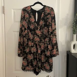 F21 Black Floral Romper